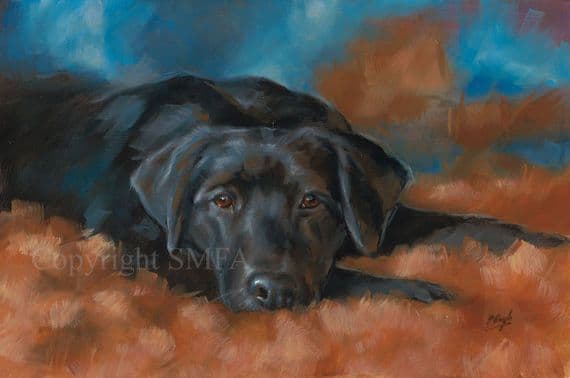 'Chilling' Original Black Labrador Painting by Paul Doyle