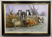 'Coats of Many Colours' Original Oil on Canvas Heavy Horse Painting by Rosemary Sarah Welch