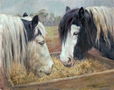 'Cobs in Winter' Original Coloured Cob Painting by Rosemary Sarah Welch