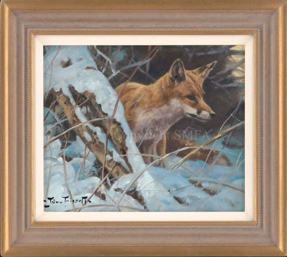 'Cold Thoughts' Original Fox Painting by John Trickett