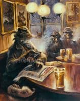 'Countryman's Weekly' Limited edition Humorous Lurcher Canvas Print by Mick Cawston