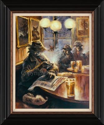 'Countryman's Weekly' Limited edition Humorous Lurcher Canvas Print by Mick Cawston