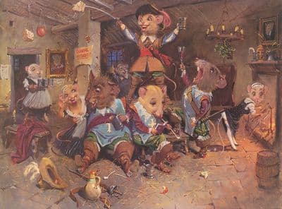 'D'Artagnan and The Three Mouseketeers' Humorous Mouse Print by Terence Cuneo