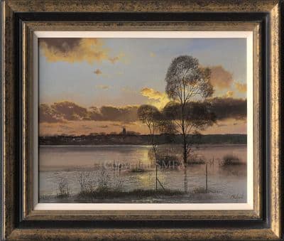 'Dawn over Sudbury Meadows' Original lanscape Painting by Clive Madgwick