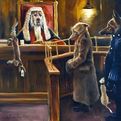 'Exhibit A' Humorous Dog Canvas Print by Mick Cawston