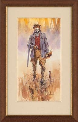 'First Light' Original Humorous Shooting Watercolour by Jonathan Walker