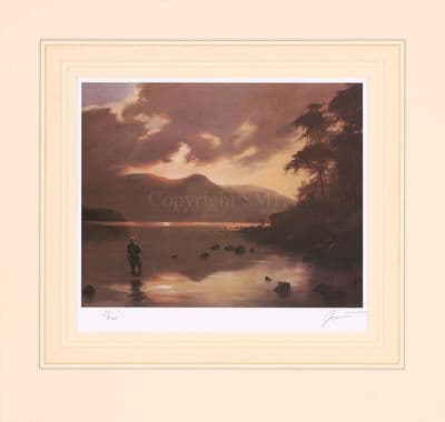 'Fishing the Loch' Ex-Display Salmon Fishing Print by John Trickett