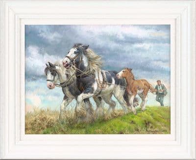 'Following Mum' Original Heavy Horse Painting by Rosemary Sarah Welch