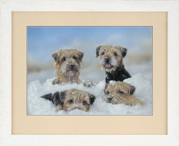 'Four Adrift' Original Border Terrier Painting by Paul Doyle