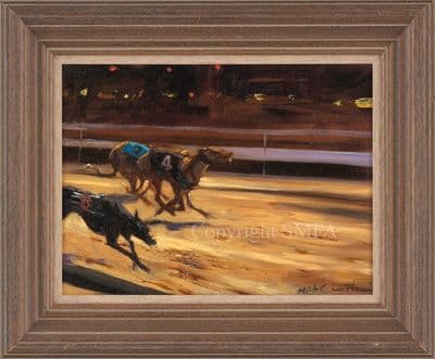 'Greyhound Racing' Original Painting by Mick Cawston