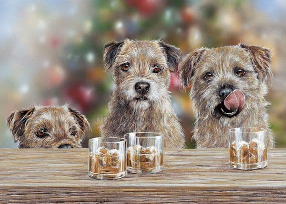 'Happy Hour' Blank Border Terrier Greetings card by Paul Doyle C727