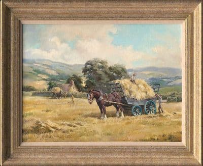 'Hay Carting' Original Farming Oil Painting by Rosemary Sarah Welch