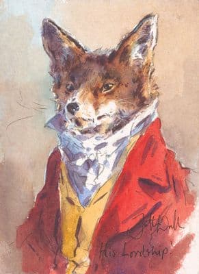 'His Lordship' Humorous Fox Watercolour by Jonathan Walker