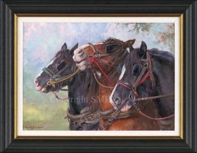 'Just A Little Disagreement' Original Heavy Horse Painting by Rosemary Sarah Welch