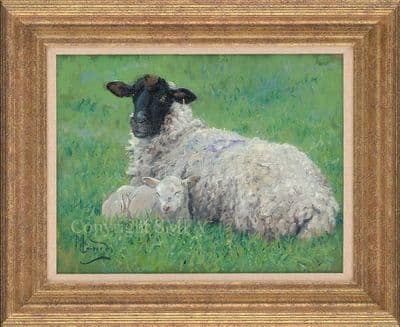 'Lambing Time' Original Sheep Painting by Malcolm Coward