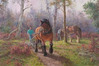 'Logging' Original Oil by Rosemary Sarah Welch