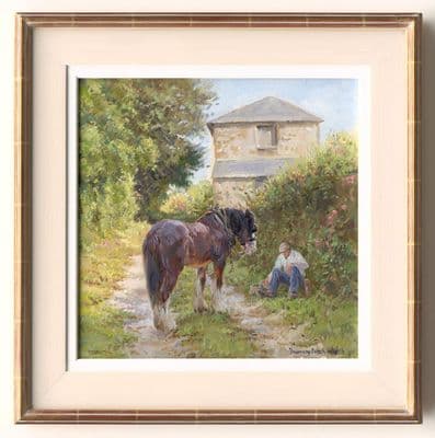 'Lunch Break' Original Heavy Horse Painting by Rosemary Sarah Welch