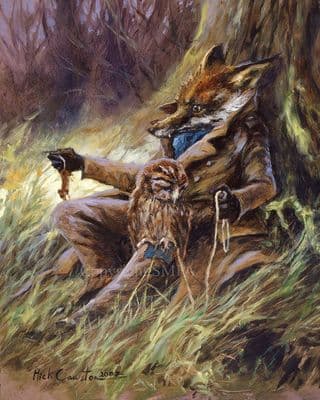 'Mousing' Ltd Edition humorous Fox Canvas Print by Mick Cawston