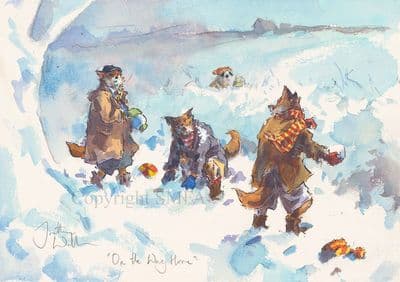 'On The Way Home' Original Funny Fox Painting by Jonathan Walker