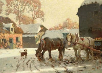 'One Winter's Morn' Heavy Horse Christmas Cards by Frederick Hall C737x