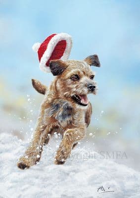'Out To Play' Blank Border Terrier Greetings Card by Paul Doyle