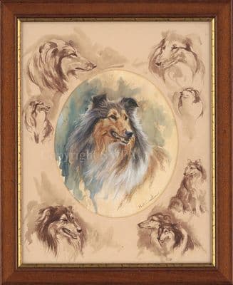 'Oval Rough Collie' Original painting by Mick Cawston