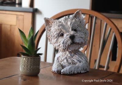 'Paws For Thought' Original Westie Ceramic Sculpture