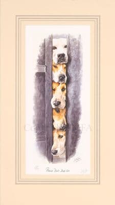 'Please Don't Stop Us' Ex-Display Mounted Hounds Print by Jo Campin