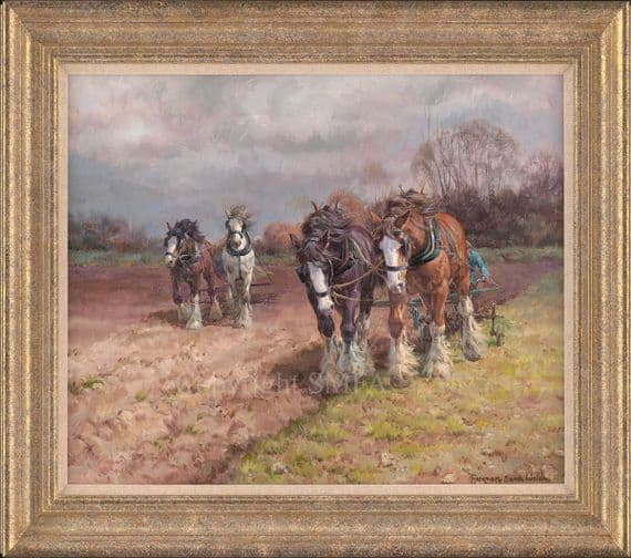 'Ploughing' Original Oil Painting by Rosemary Sarah Welch