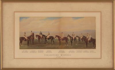 'Punchestown Winners 1868' Antique Horse Racing Print