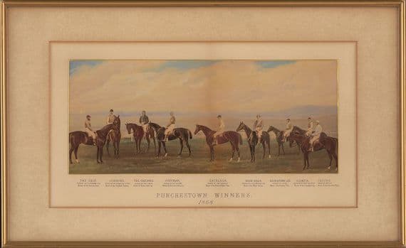 'Punchestown Winners 1868' Antique Horse Racing Print