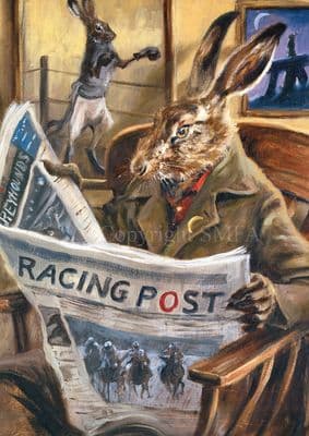 'Racing Post' Humorous Hare Card by Mick Cawston