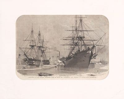 'Reshipment of The Atlantic Telegraph cable 19th Centaury Illustration.
