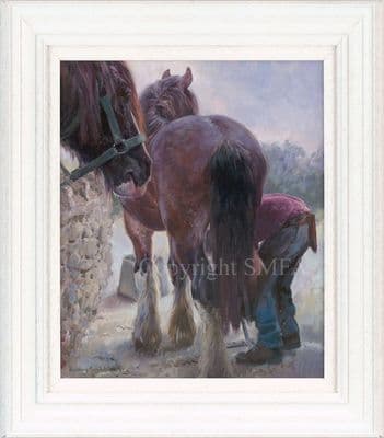 'Shoeing' Original Blacksmith Painting by Rosemary Sarah Welch