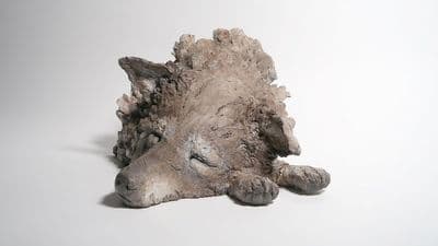 'Sleeping Wolf' Original Ceramic Sculpture by Paul Doyle