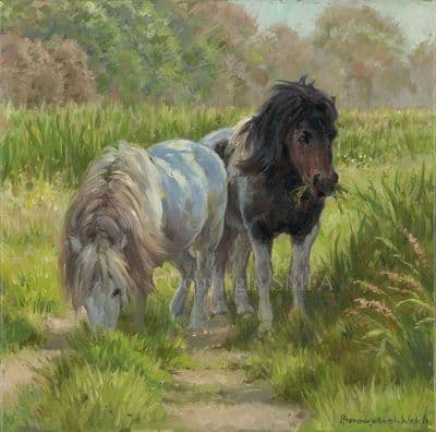 'Snack Time' Original Pony Painting by Rosemary Sarah Welch
