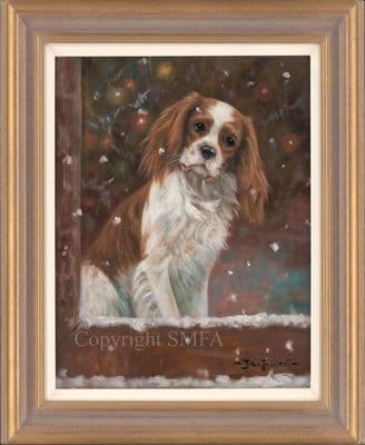'Snowed In' original Cavalier King Charles Painting by John Trickett