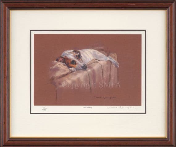 'Sofa Surfing' Ex-Display Terrier Print by Debbie Gillingham
