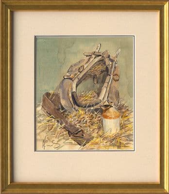 'Still Life' Original  Equestrian Watercolour Painting by Malcolm Coward