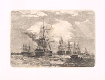 'The British Fleet at Spithead' 19th Centaury Magazine Illustration.