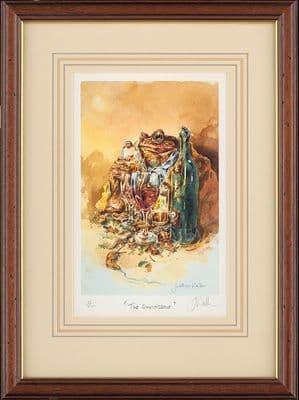 'The Connoisseur' Ex-Display Framed Humorous Toad Print by Jonathan Walker