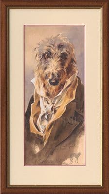 'The Country Lord' Original Humorous Lurcher Watercolour by Jonathan Walker