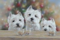 'The Drinks are On Us!' Original Westie Painting by Paul Doyle