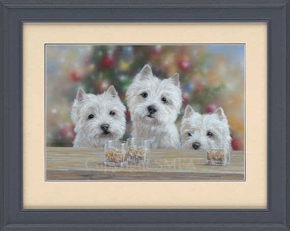'The Drinks are On Us!' Original Westie Painting by Paul Doyle