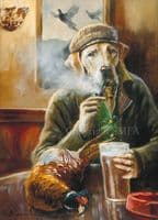 'The Gamekeeper' Humorous Labrador Canvas Print by Mick Cawston