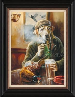 'The Gamekeeper' Humorous Labrador Canvas Print by Mick Cawston