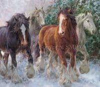 'The Heavy Mob' Limited Edition Clydesdale Horse print by Rosemary Welch