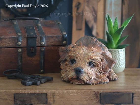 'The Look of Love' Original Norfolk Terrier Ceramic Sculpture by Paul Doyle