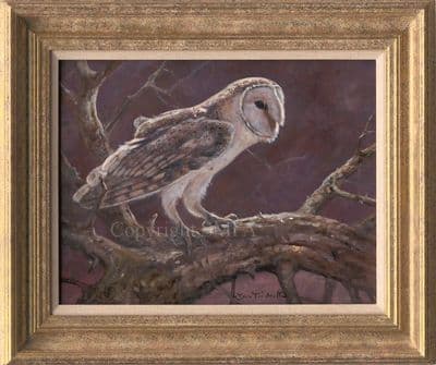 'The Night Awaits' Original Barn Owl Painting by John Trickett