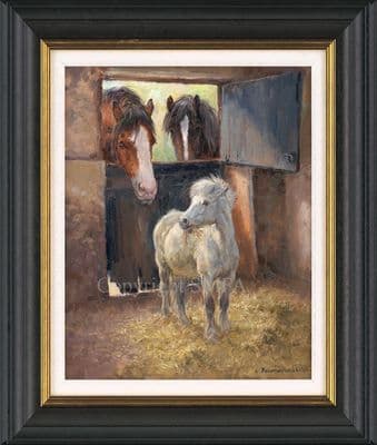 'The Onlookers' Original Heavy Horse and Pony Painting by Rosemary Sarah Welch
